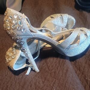 Elegant Silver Glitter Heels